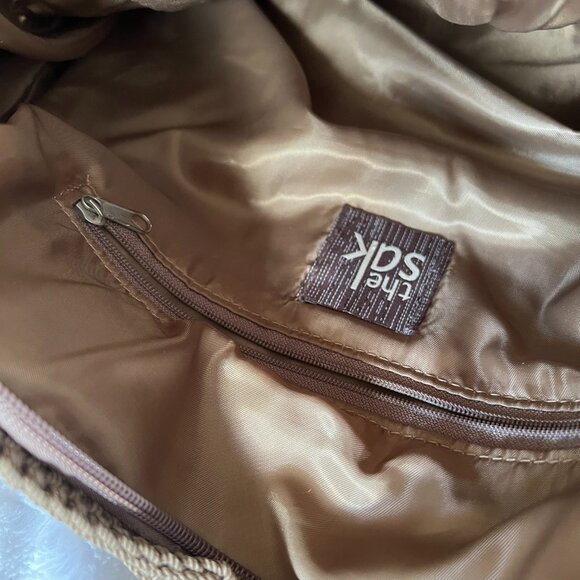 The Sak Shoulder Bag Brown Crocheted Knit Tote Bag Bohemian Chic - Picture 9 of 9